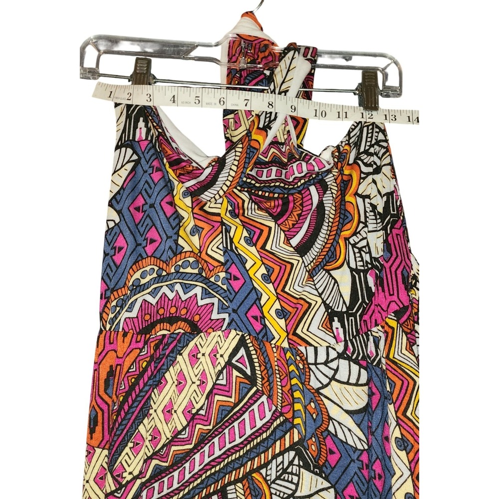 Maeve by Anthropologie Boho Maxi Dress Geometric Print Halter Neck Tie Waist - Picture 6 of 8